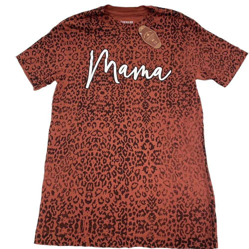 American Highway Mama Womens t-Shirt Size S Graphic Short Sleeve leopard spice